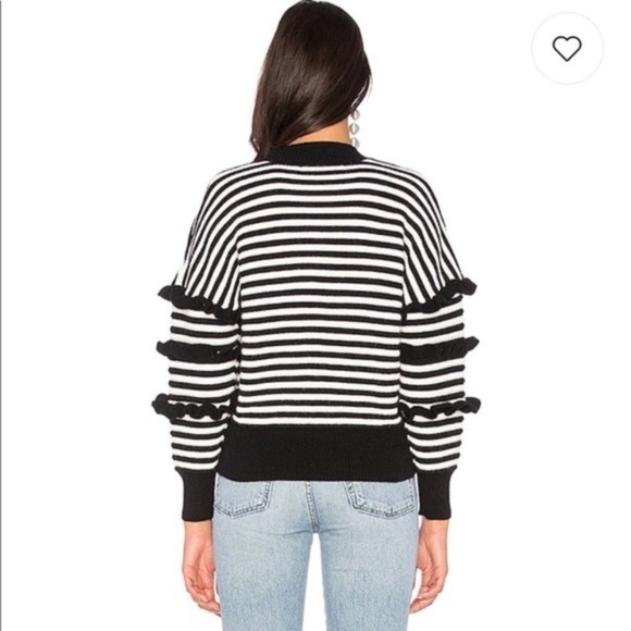 Cotton Emporium ruffle striped || cropped sweater black white size Large boho - Picture 2 of 12